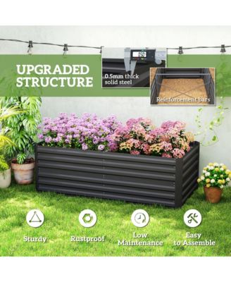 Raised Garden Bed Metal Planter Box with Reinforced Rods,