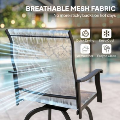 Set of 2 Outdoor Swivel Bar Stools for Backyard Balcony Poolside,