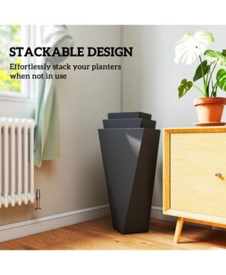 Outdoor Planters Set of 3 with Drainage Holes for Flowers and Plants