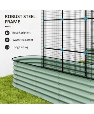 Raised Garden Beds with Arch Trellis, Galvanized Planter Box