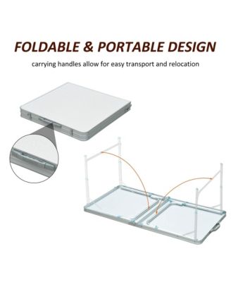 4FT Aluminum Adjustable Folding Camp Table with MDF Top