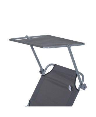 Outdoor Chaise Lounge Reclining Chair, Folding w/ Sun Shade