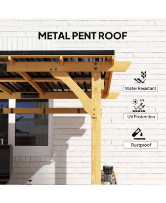 13' x 6' Wooden Grill Gazebo, Hardtop Outdoor BBQ Gazebo, Natural