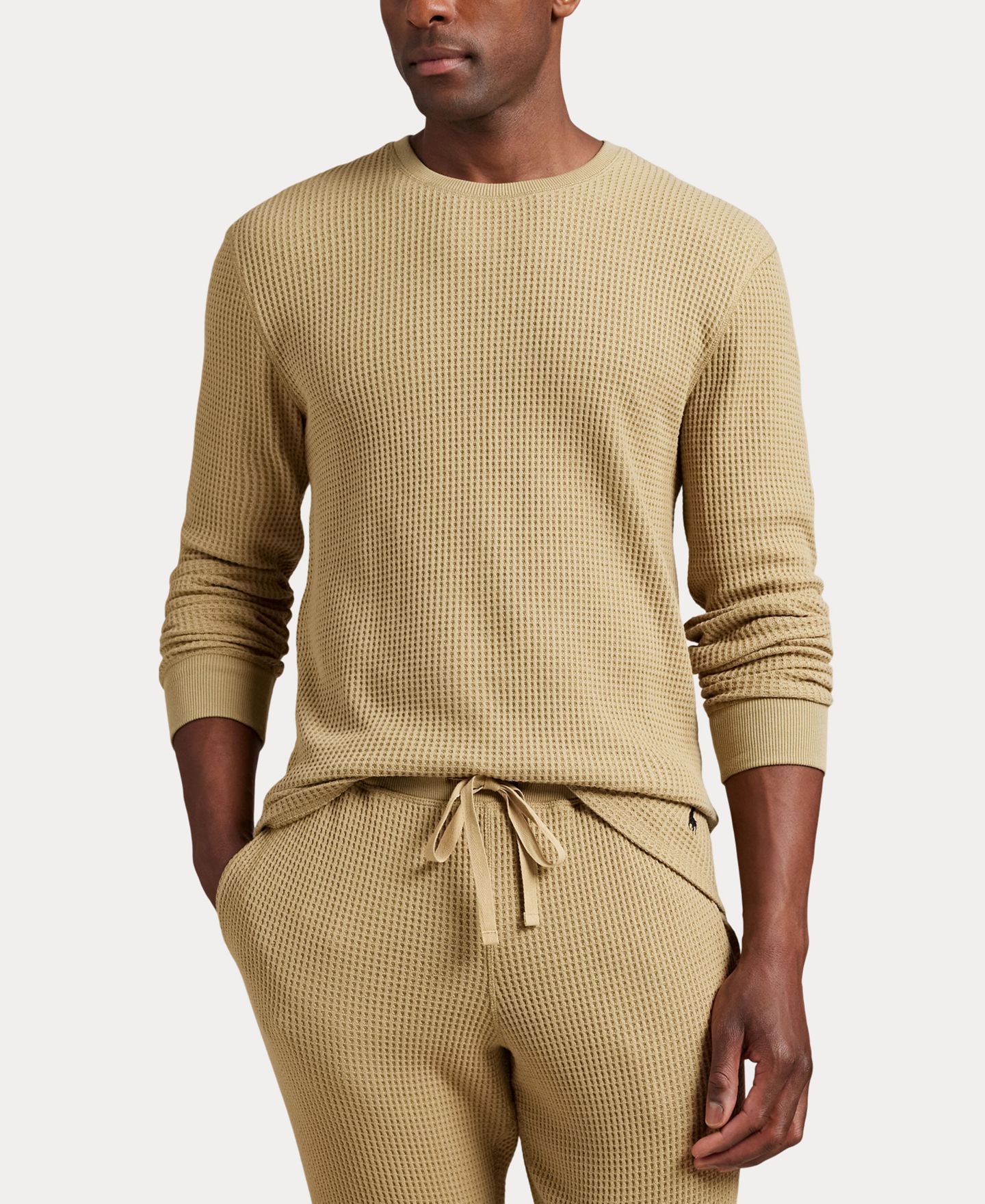 Мужская футболка Polo Ralph Lauren Thermal Crewneck, цвет: Хаки — фото 1