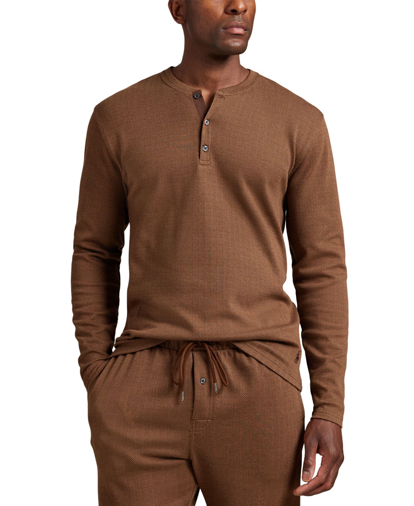 Сорочка Herringbone для мужчин, длинный рукав — Polo Ralph Lauren, цвет: Коричневый — фото 1