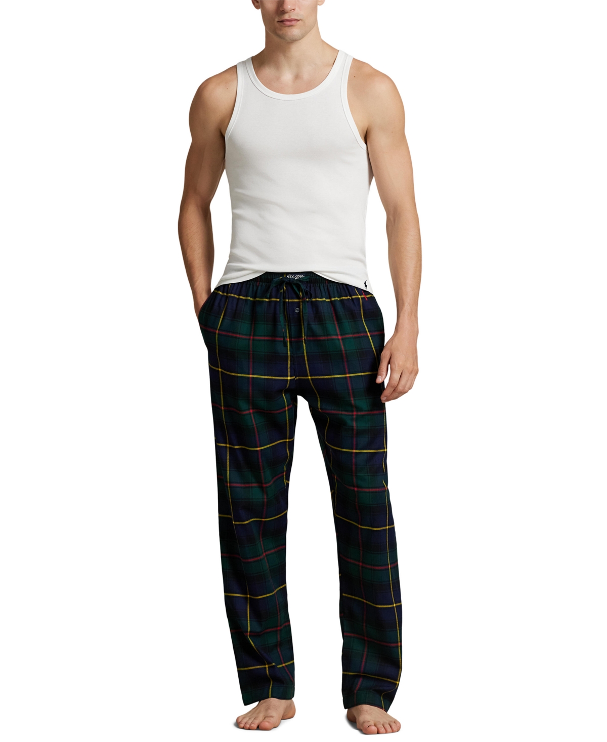 Polo Ralph Lauren Men's Stewart Plaid Pattern Pajama Pants In Blue