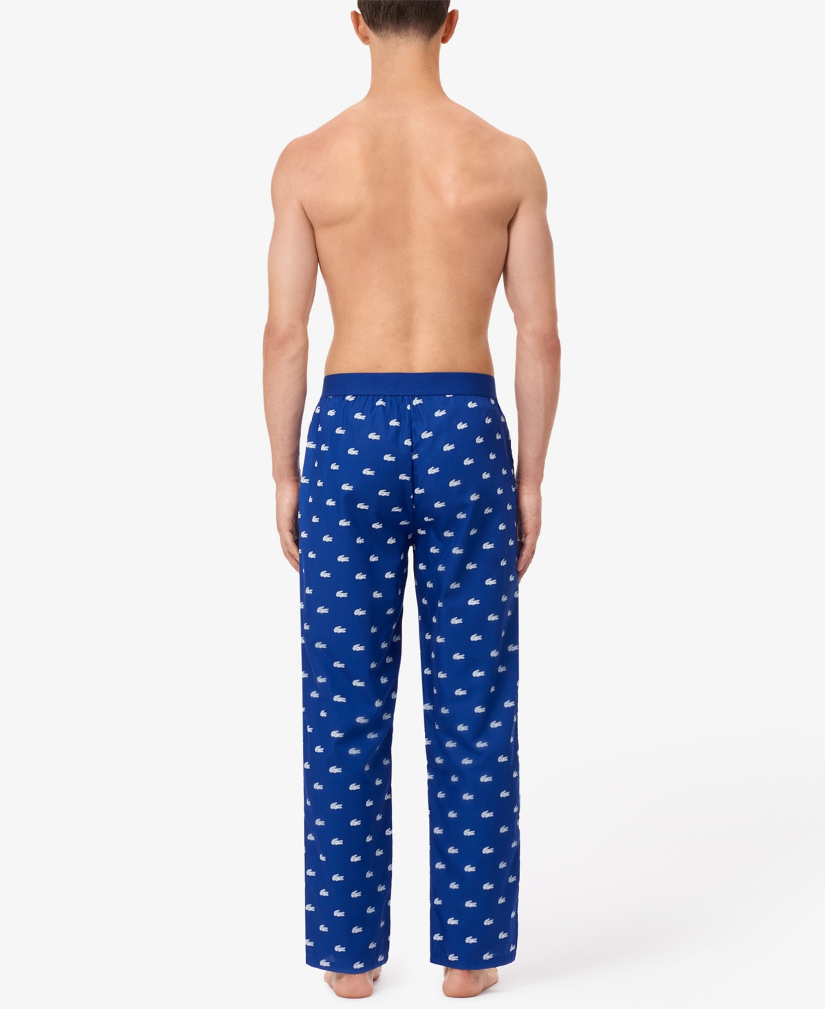 Lacoste Men's Woven Logo Pajama Pants In Blue