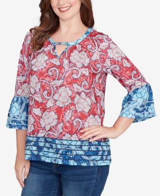 Petite Speckled Floral Flounce Sleeve Top
