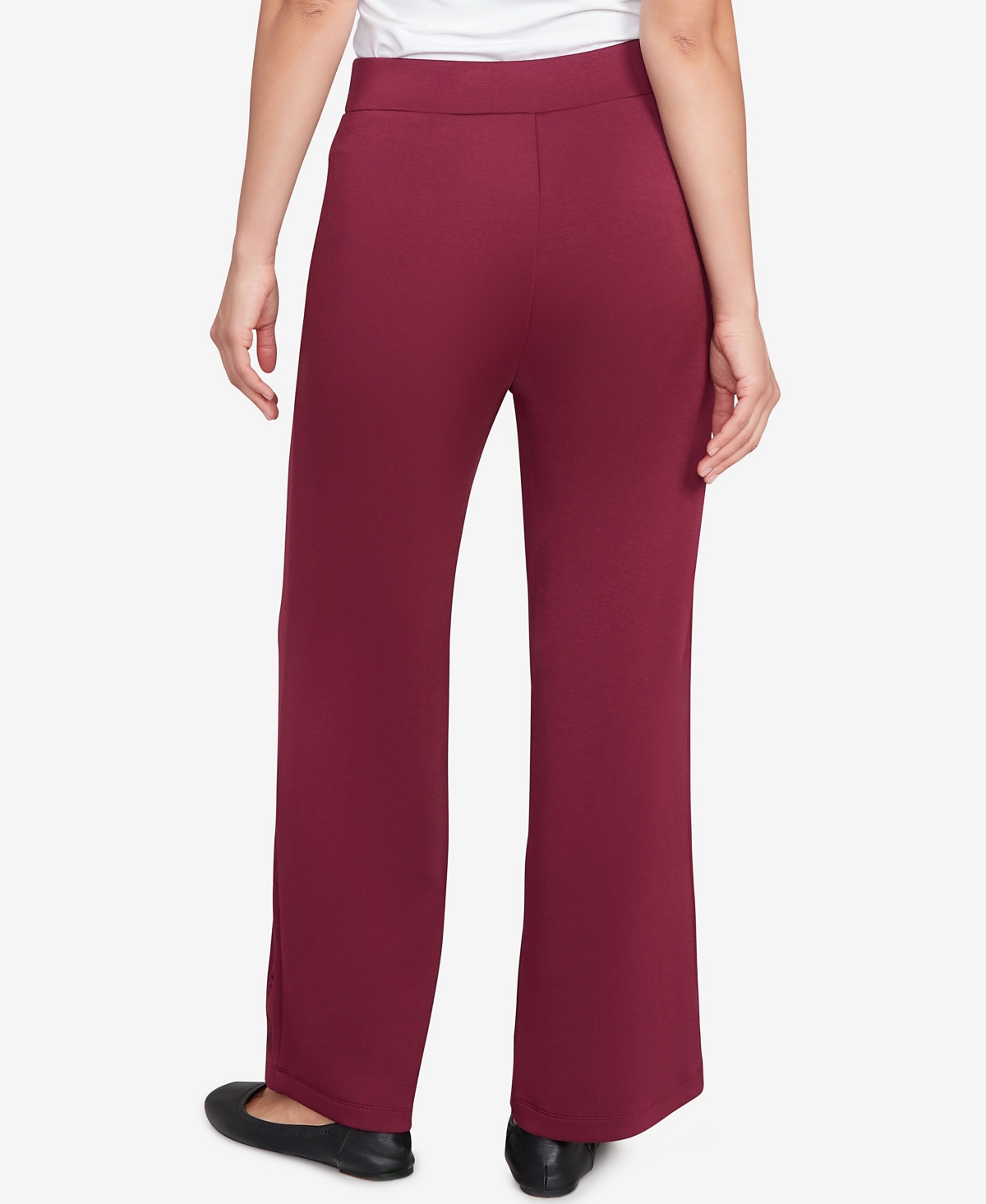 Ruby Rd. Petite Wide Leg Floral Cutout Pants In Red