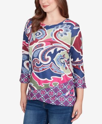 Petite Geo Paisley Border Top