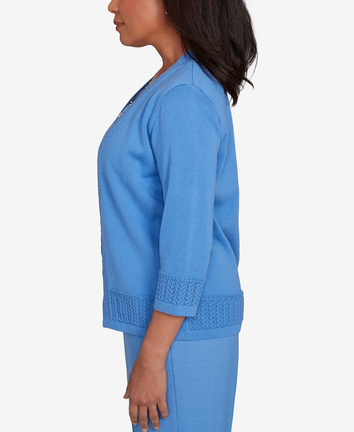 Alfred Dunner Petite Animal Print Two In One Periwinkle Sweater In Blue