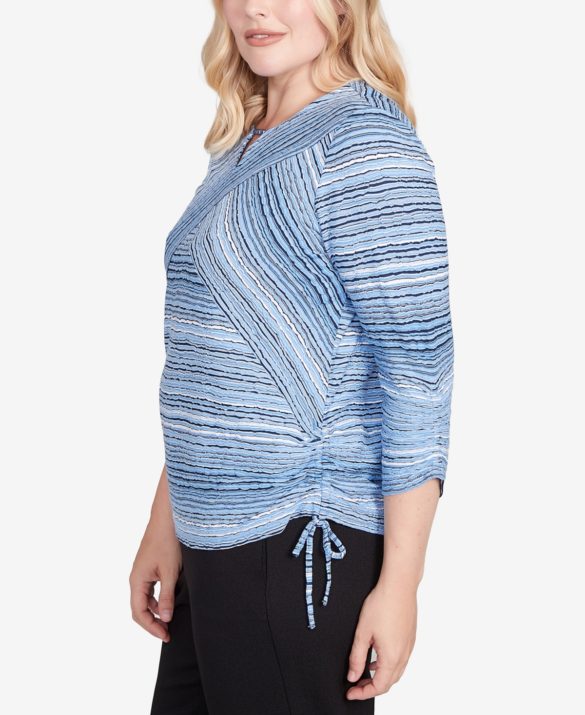 Alfred Dunner Petite Spliced Textured Stripe Knit Top