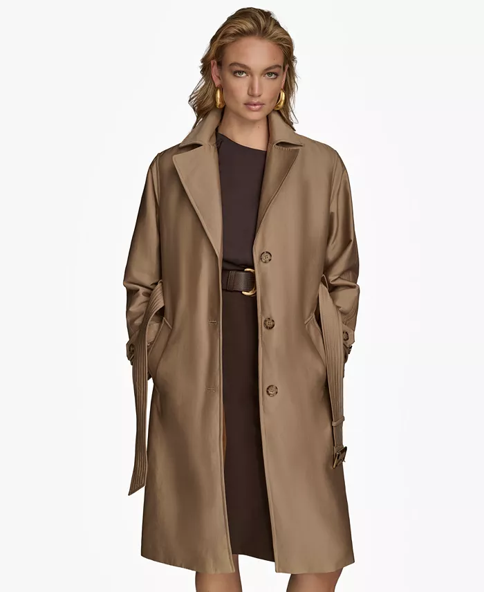 Women's Single-Breasted Belted Trench Coat - thumbnail 8