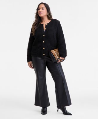 I.N.C. International Concepts - Plus Size Textured Button-Front Cardigan