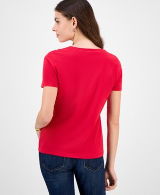 Women's Cotton-Blend Embroidered Logo T-Shirt