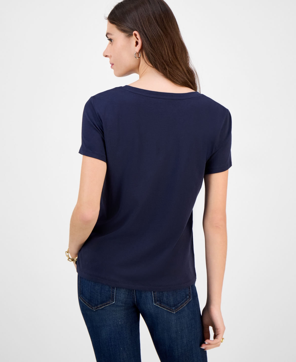 Tommy Hilfiger Women's Cotton Logo Crewneck T-shirt In Blue