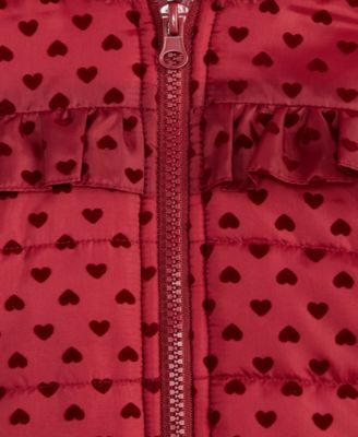 Baby Girls Hooded Heart-Flocked Jacket, Macy's Exclusive