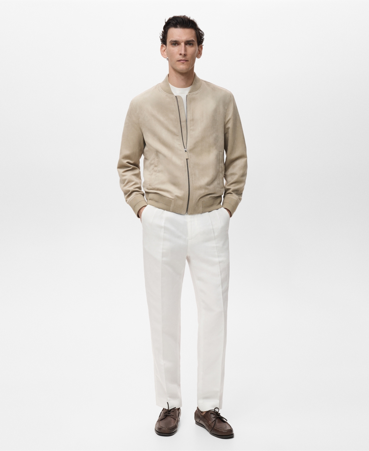 Mango Men's Suede-effect Bomber Jacket In Gray