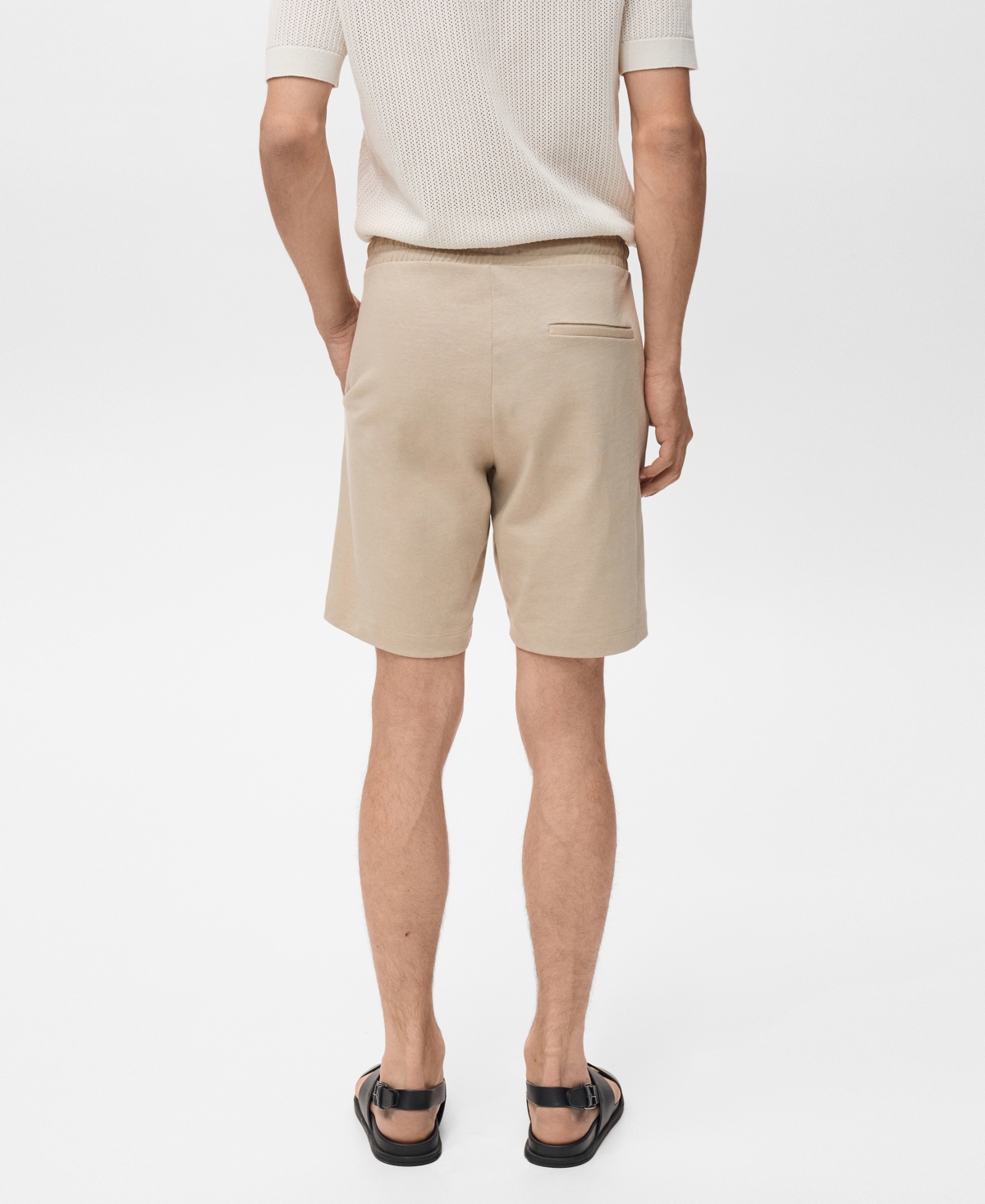 Mango Drawstring Cotton Bermuda Short In Neutral
