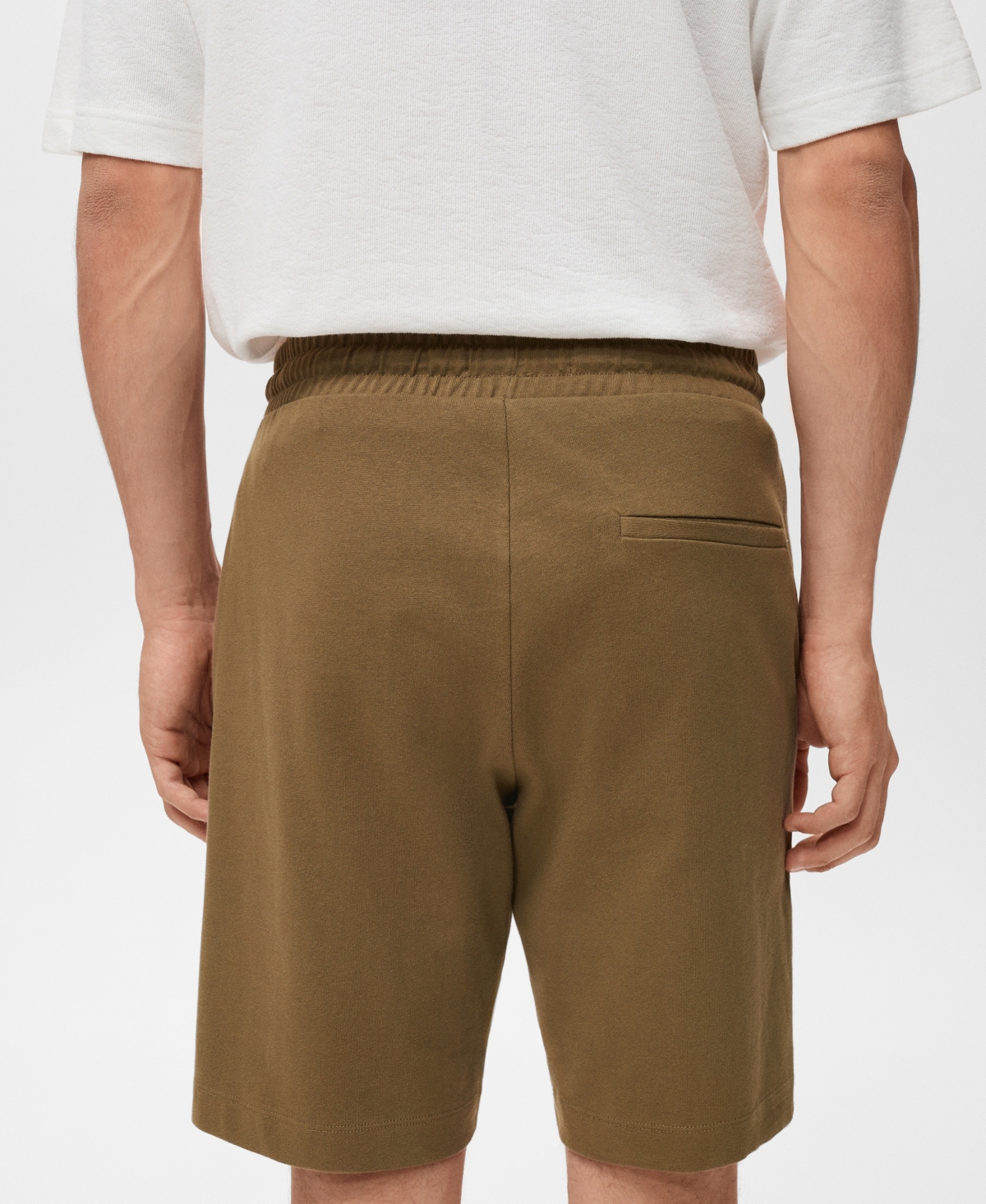 Mango Drawstring Cotton Bermuda Short In Brown