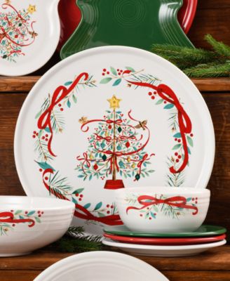Holly Berry Christmas Tree Round Serving Platter, 12"