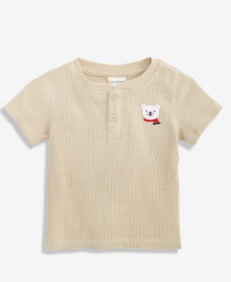 First Impressions - Baby Boys Long-Sleeve Polar Bear Waffle Henley T-Shirt