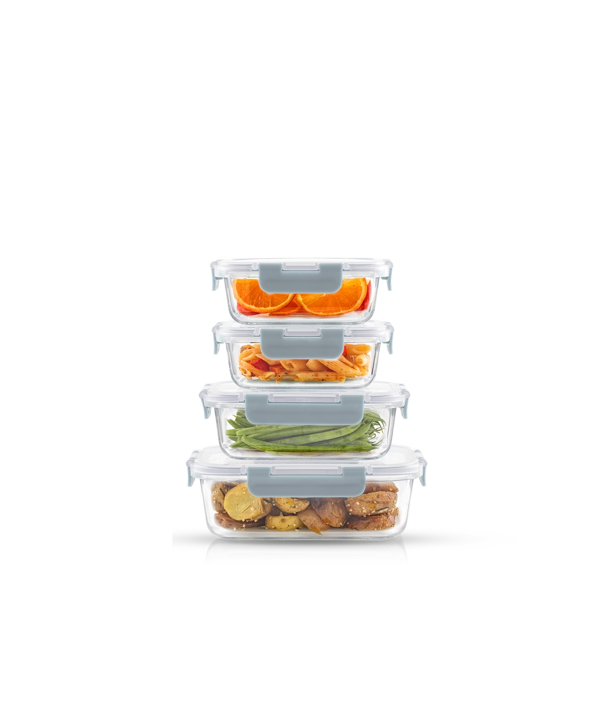 Joyjolt 24-piece Glass Storage Containers With Lids In Blue