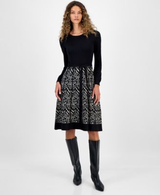 Robbie Bee - Women's Colorblock Long-Sleeve Sweater Dress