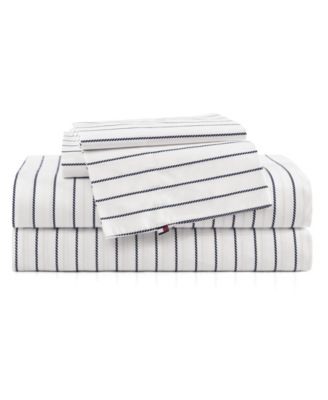 Tommy Hilfiger Printed 200-Thread Count Cotton Percale 4-Pc. Sheet Set, Queen - Rope Stripe, Queen Sheet Set