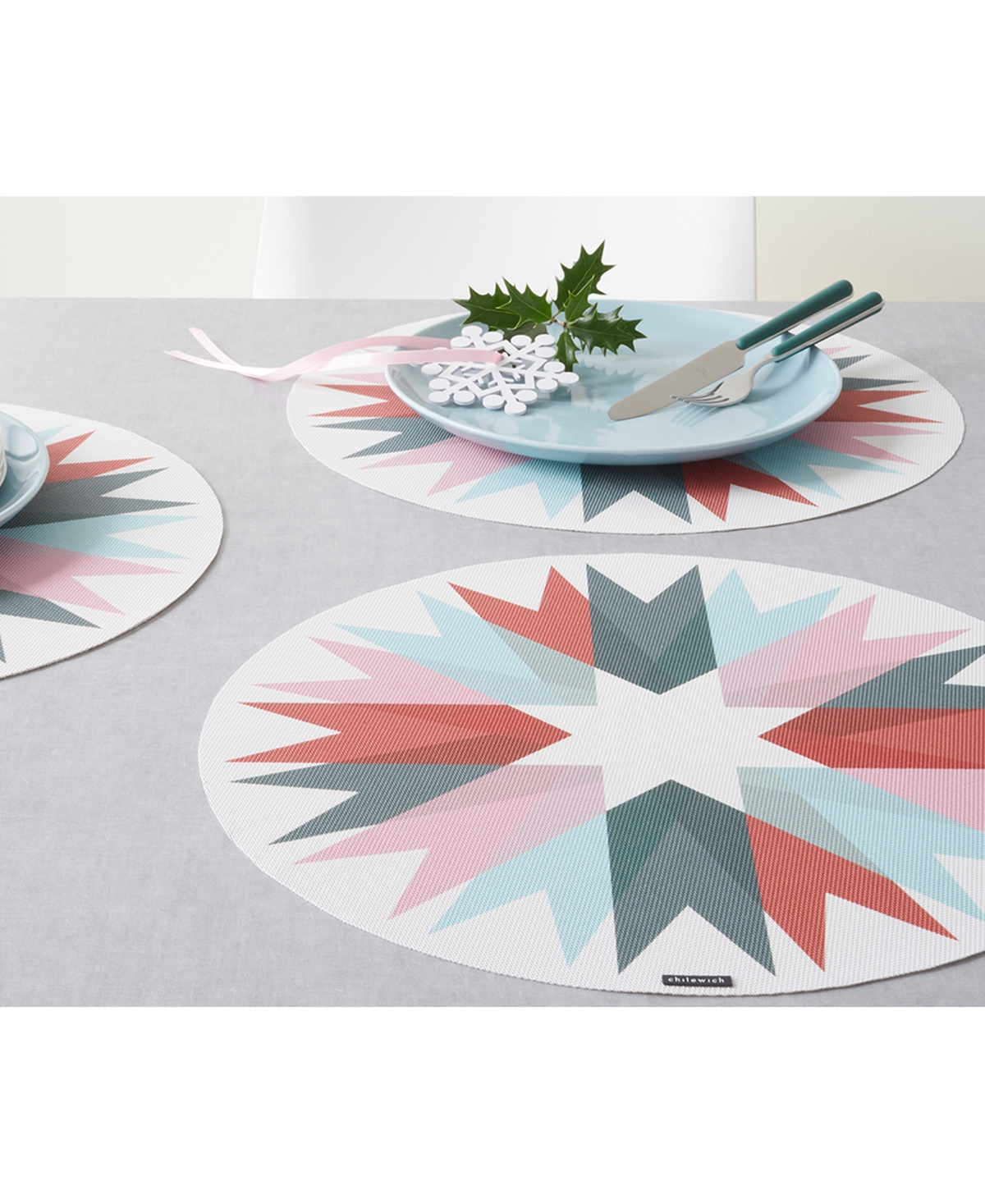Chilewich Bow-print 15" Round Placemat In Multi