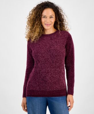 Petite Chenille Cable Knit Sweater, Macy's Exclusive