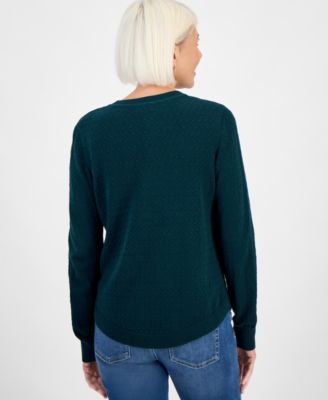 Petite Cotton Curved Hem Sweater, Macy's Exclusive