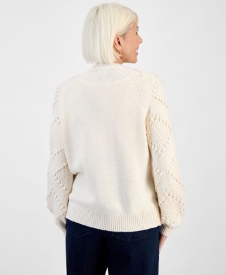 Petite Pom Pom Pattern Cardigan, Macy's Exclusive