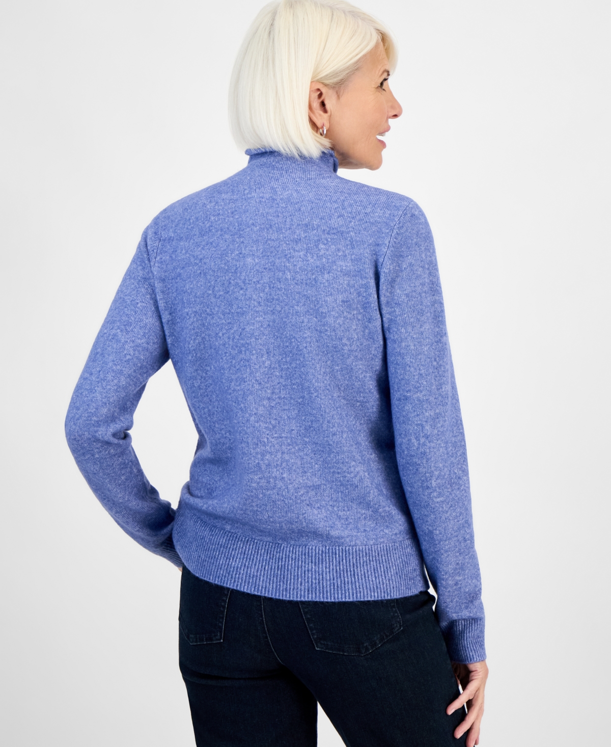 Style & Co Petite Mock Neck Sweater, Macy's Exclusive In Blue