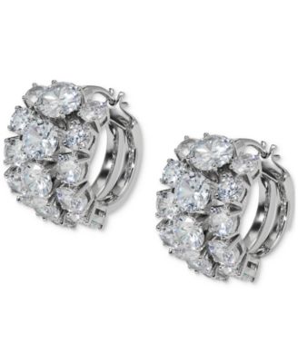 Eliot Danori - Small Cubic Zirconia Triple-Row Hoop Earrings, 0.75"
