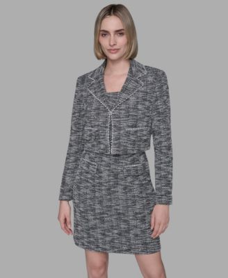 KARL LAGERFELD PARIS - Women's Metallic Knit Tweed Jacket