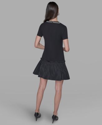 Women's Embellished Flounce-Hem A-line Dress