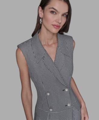 Women's Houndstooth Notched Collar Jacket Dress