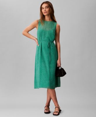 Calvin Klein - Women's Sleeveless Printed Chiffon Midi Dress