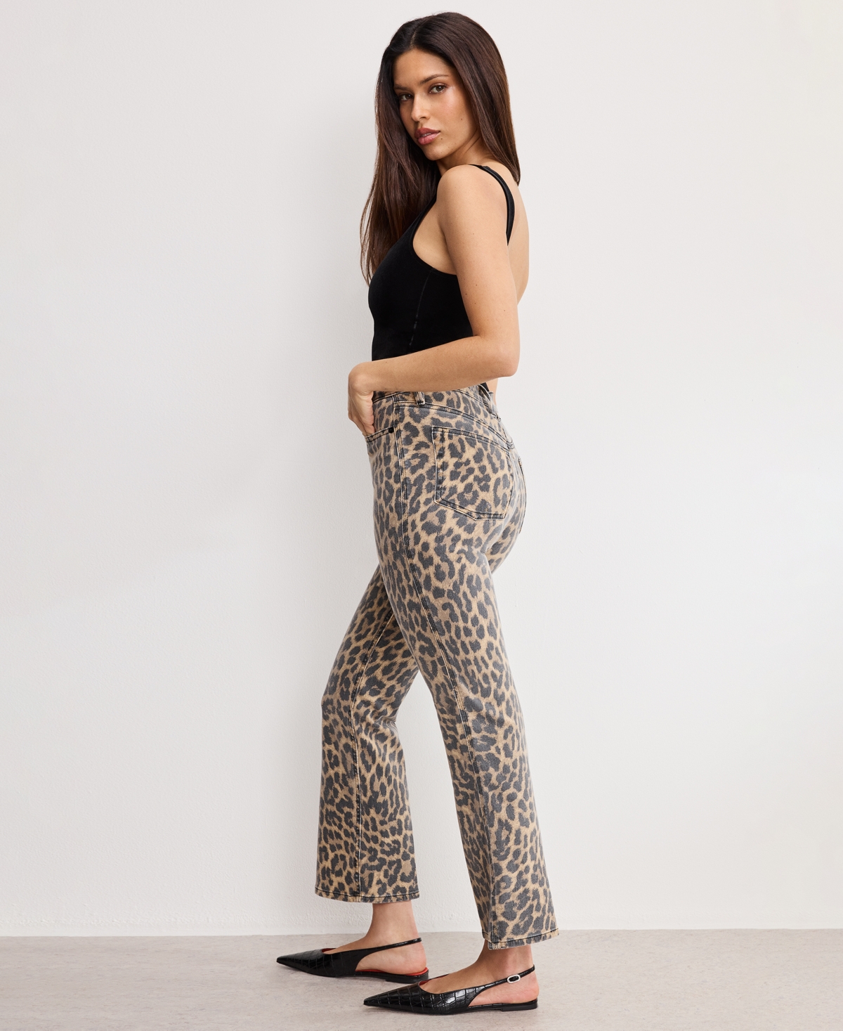 Good American Good Standard Kick Flare Leopard Jeans In Lucky Leopard In Brown