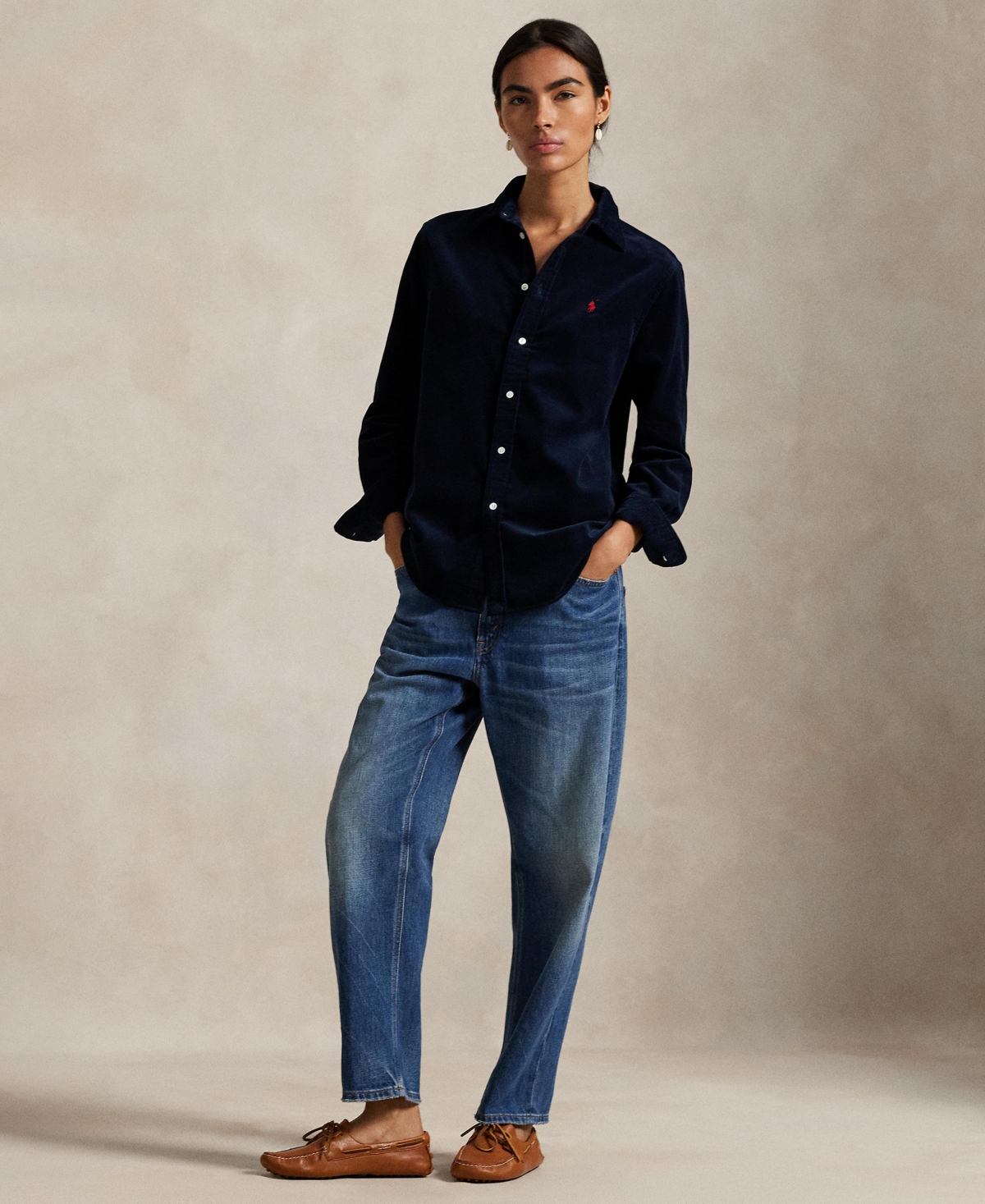 Polo Ralph Lauren Women's Classic-fit Cotton Corduroy Shirt In Blue