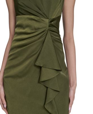 Women's Satin Tuck-Waist Midi Dress