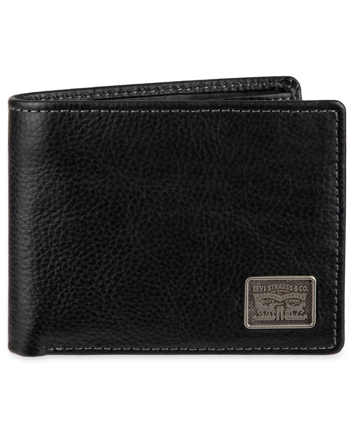 Levi's Men's Bill Divider And Ornament Passcase Wallet In Black