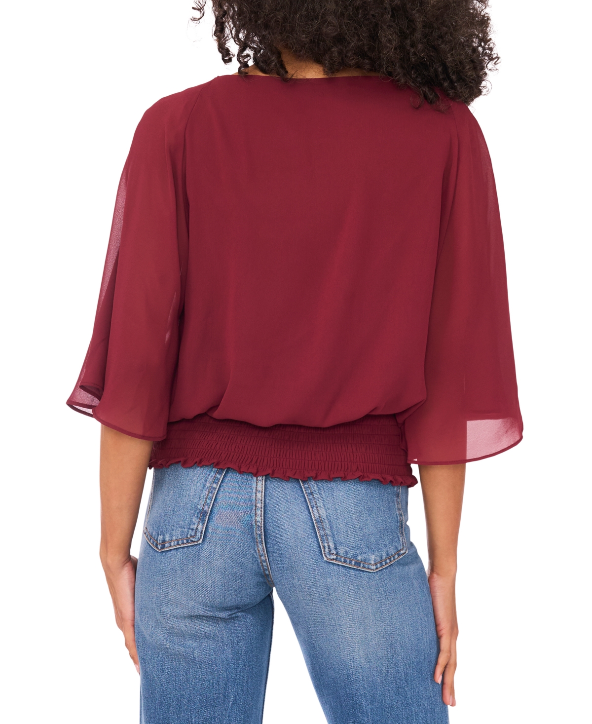 Sam & Jess Women's Smocked-waist Top In Burgundy
