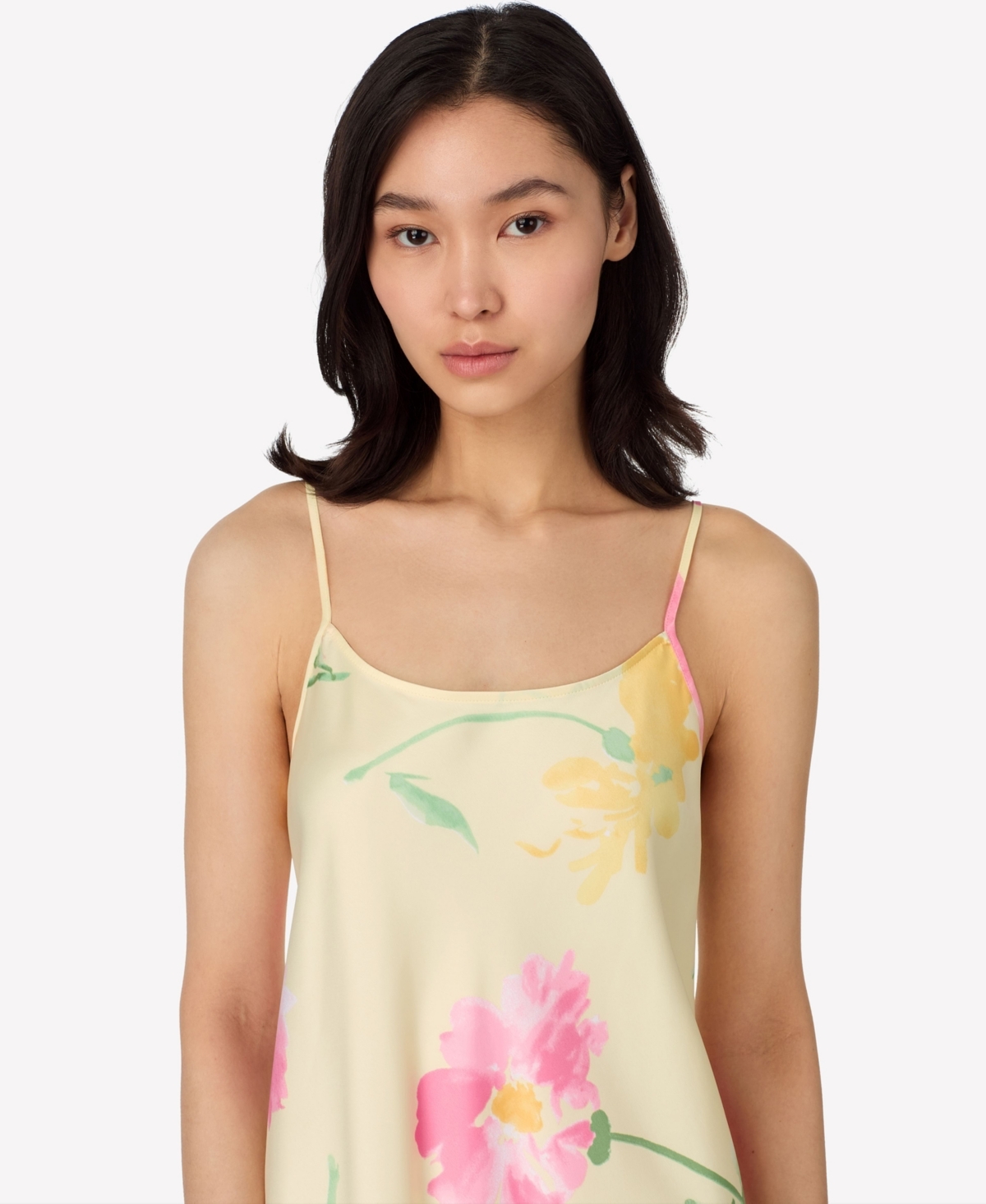 Ralph Lauren Lauren  Floral Satin Chemise In Yellow