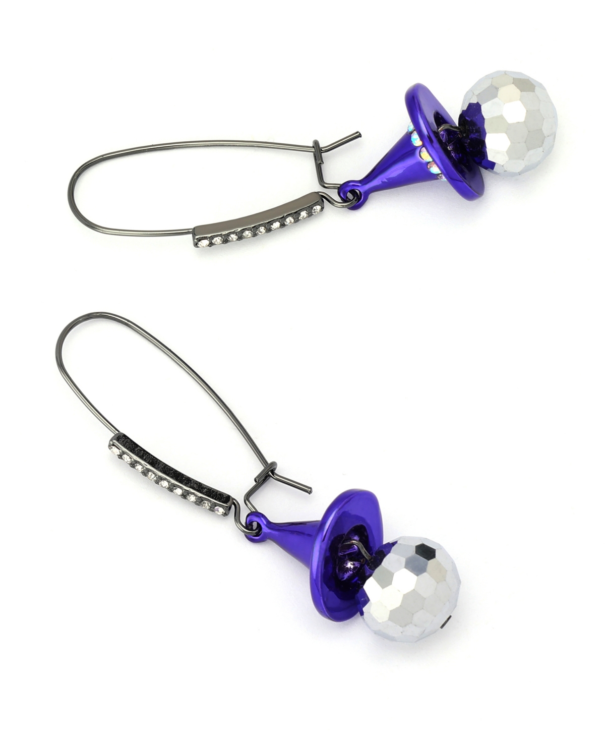 Betsey Johnson Faux Stone Witch Hat Disco Ball Dangle Earrings In Blue