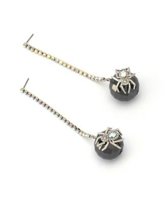 Faux Stone Spider Disco Ball Rhinestone Linear Earrings