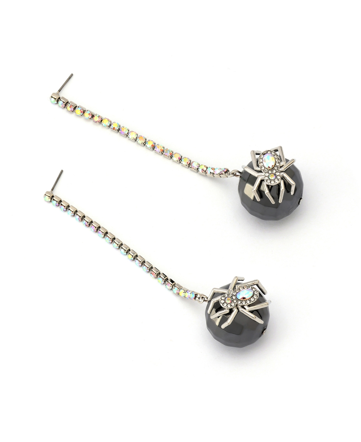 Betsey Johnson Faux Stone Spider Disco Ball Rhinestone Linear Earrings In Multi