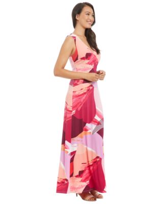 Petite Surplice-Neck Sleeveless Maxi Dress