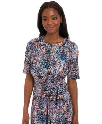 Petite Jersey Side-Tie Fit & Flare Midi Dress